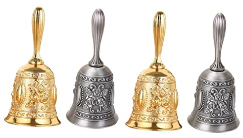 Garneck 4stücke Europäische Restaurant Glocke Handglocke Für Bar Küche Empfang Retro Design Roségold Und Antik Zuhause Schule Hotelservice Kinderzimmer