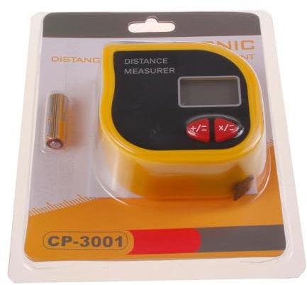 TopHomer Mètre de distance ultrasonique portable automatique jaune avec écran LCD haute précision 2 en 1 laser mètre ruban pour mesure de bâtiment