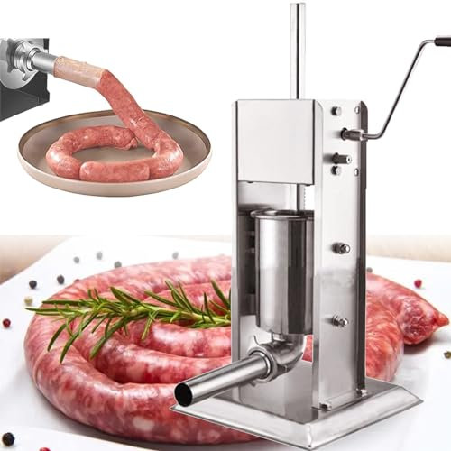 URJWAN Vertical Sausage Stuffer, 2l 3l 5l 7l 10l 15l Vertical Sausage Stuffer Food Processors 4 Filling Nozzles Kitchen Accessories Home Appliance,3L
