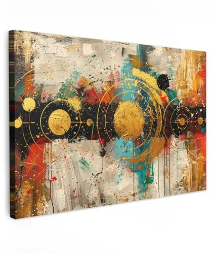 MuchoWow© Impression sur Toile Photo Peinture 120x80 cm Tableau Decoration Murale Chambre Salon Maison Deco Cuisine Abstrait - Art - Or - Moderne