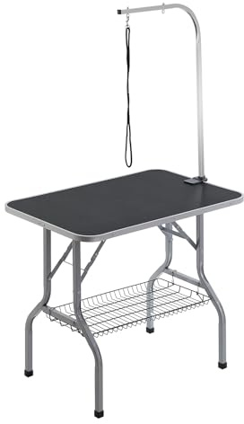 VEVOR Pet Grooming Table Arm with Clamp, 36''x24'' Dog Grooming Station, Foldable Pets Grooming Stand for Medium and Small Dogs, Free No Sit Haunch Holder with Grooming Loop, Bearing 330lbs