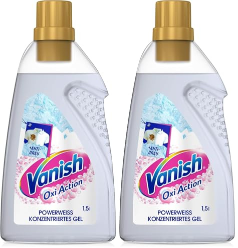 Vanish Oxi Action Powerweiss Gel – 1 x 1,5 l - Fleckenentferner und Wäsche-Booster Gel ohne Chlor – Für weiße Wäsche (Packung mit 2)
