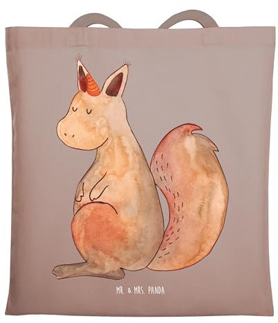 Mr. & Mrs. Panda Strandtasche Einhorn Glauben - Geschenk, Laptoptasche, Unicorn, Einhörnchen, Eichhörnchen, umhängebeutel, Einhörner, Eichhorn, Jutebeutel, Schultasche, Umhängetasche