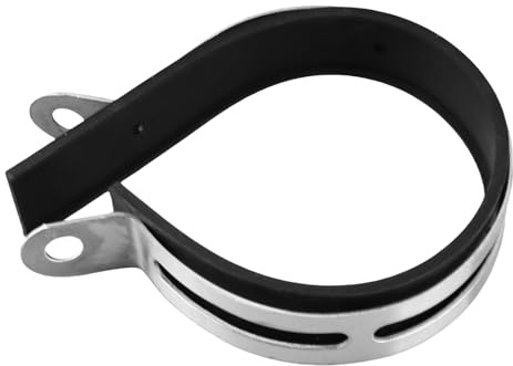 Abrazadera de tubo de escape para motocicleta, clip de acero inoxidable, tira de goma, soporte universal de silenciador de 3.9 pulgadas