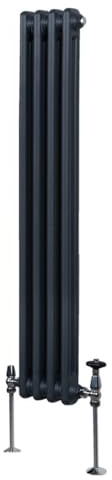 Radiador Tradicional Vertical de 2 columnas 1500mm x 202mm | Gris Antracita | Acero | Montado en pared | Kit de fijación y soportes + Cepillo de limpieza GRATIS | Calefacción estufa calefactor