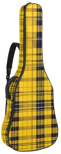 Gitarrentasche, wasserdichte Tasche für 40/41/42 Zoll Akustikgitarre mit Zubehörfach, Gigbag mit Schutzschicht, Mehrere Taschen, Grün Retro Plaid, Mehrfarbig Nr. 08, 42.9x16.9x4.7 in, Gitarrentasche