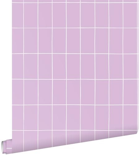 ESTAhome tapet små plattor syrénlila och vitt 53 cm x 10.05 m