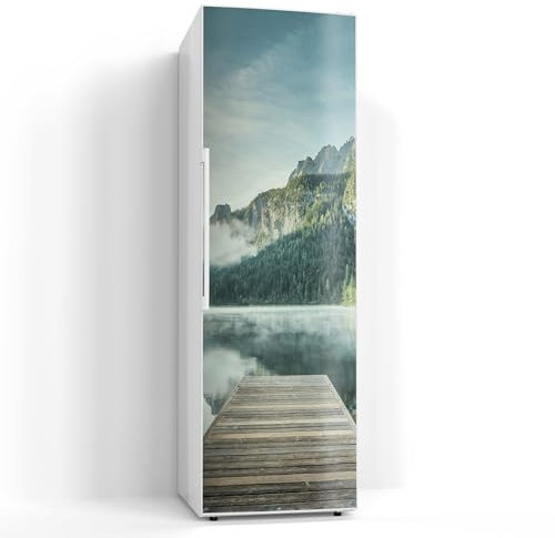 DEQORI Magnetfolie für Kühlschrank 60x190 cm | Motiv Nebelgeheimnis am See | dekorative Magnetmatte Gefrierschrank Schutz | Magnet Deko-Folie selbstklebend, magnetisch & wasserabweisend