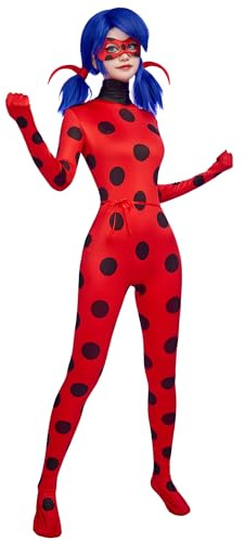 Micotaku Miraculous Ladybug Offizielles Lizenzprodukt, Cosplay-Set, Siebdruck, Overall mit Augenmaske, Yoyo-Tasche