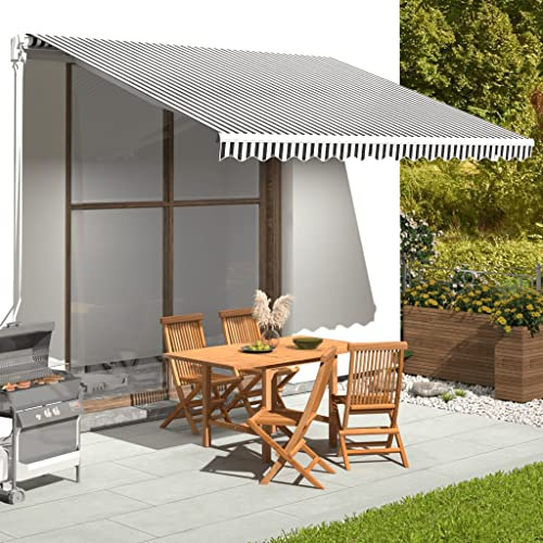 Myheimly Markisenbespannung Markisenstoff Sonnenschutz Markisentuch Anthrazit und Weiß 4x3 m