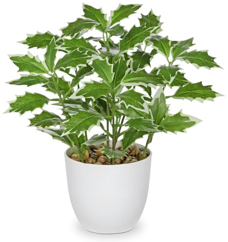 Briful Piccole piante finte da 25 cm, piante artificiali di agrifoglio da interni in vaso, 25 cm, piante artificiali decorative per casa colonica, giardino, decorazione per feste