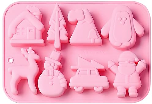Moules à Bonbons et Chocolats en Silicone en Forme de Noel Silicone Gâteau de Noël Biscuit Moule Biscuit Chocolat Moule Gâteau Moules Outils de Cuisson Bricolage Moule