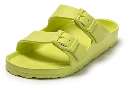 JOMIX Ciabatte Bambino Estive Pantofole da Mare Bambini Ciabatta in Gomma Leggere Antiscivolo con Fibbia Regolabile Adatte per Piscina Doccia Spiaggia e per la Casa SB9418 (Verde,30)