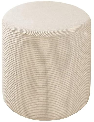 Hockerbezug Quadratisch 35x35/40x40/60x60 Fußhocker Bezug Ottomane Rund Schonbezug Stretch Husse für Fußhocker Ottomanischer Hocker-Bezug Überzug Hocker Protector Waschbar(#1,Diameter:70cm)