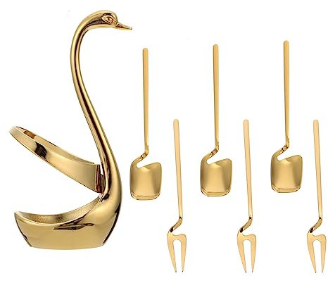 Holibanna Cucharas Swan Cucharas Para Café Acero Inoxidable Diseño De Cisne Base De Almacenamiento