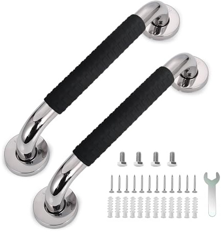 Haltegriffe für Senioren, 30cm Haltegriff Dusche, Rutschfreier Haltegriff, Edelstahl Dusche Badewannengriff, Wandmontage Badezimmer Haltegriff für wc Bad für WC, Badezimmer, Treppen（2 Stück）