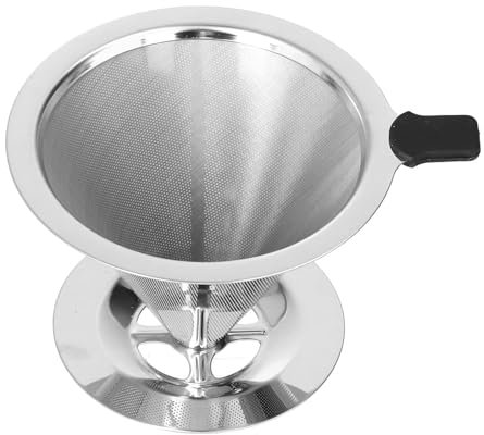 Reusable Pour Over Coffee Dripper Stainless Steel Coffee Filter Paperless Drip Cone Cup Coffee Filters Slow Drip with Holder Kitchen Tools for Manual Coffee Maker, 1-3 Cups