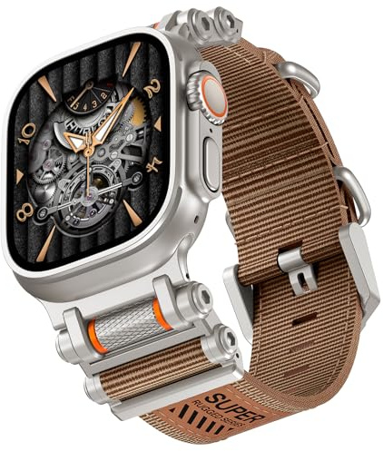 TAURI Armband för Apple Watch Ultra 2 49 mm, 49mm, 46mm, 45mm, 44mm, Rostfritt stål, nylon, titan, Utan ädelsten