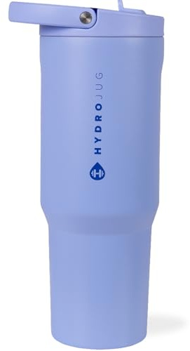 HydroJug Sport - Stainless Steel Tumbler with Straw, Vacuum Insulated, 40oz Leakproof Water Bottle, Ergonomic Design, Reusable, Dishwasher Safe, Rubber Base, Durable for Gym or Outdoors, Peri