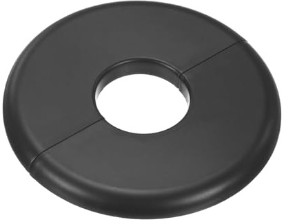 M METERXITY 1-Pack Wall Split Flange, ABS Round Self-Adhesive Escutcheon Plate Cover Buckle for 26mm/1.02in Dia Pipe Accessories/Floor/Ceiling, Plumbing Cover Plates [Black,6mm/0.24in H]