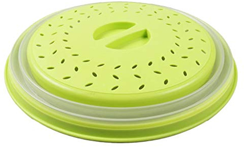 2 in 1 Collapsible Microwave Cover Foldable Nonslip Colander Strainer Yellow