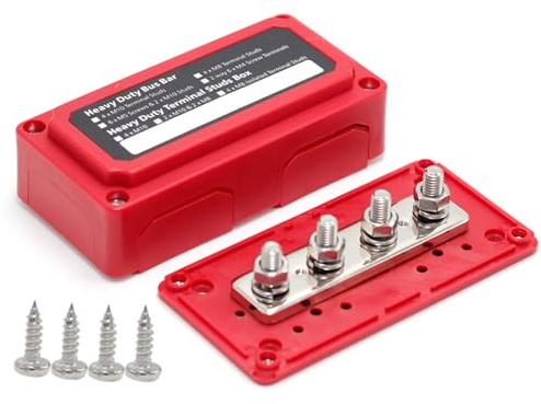 Morsettiera for scatola di sbarre collettrici di distribuzione dell'energia 4 * M8 for giunzione isolata marina 300A 12V DC for settore automobilistico per l'industria, il residenziale(Red)