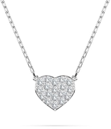 EDELIND Herzkette Weißgold 585 mit 18 Diamanten 0.09 ct - Gold Kette Frauen Echt 585 mit Herzanhänger, Länge 45 cm