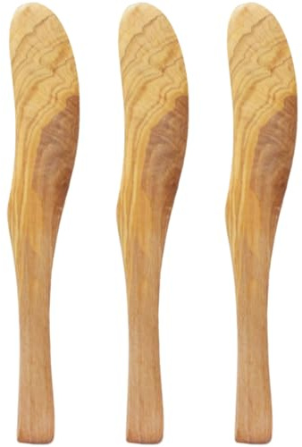 Muzrunq Cuchillo para Untar Mantequilla, Cuchillos de Madera para Mantequilla de 6, 7 Pulgadas, 3 Piezas, fácil de Limpiar, para Untar sándwiches, Mermelada, Queso, Crema, Pan, Desayuno, Picnic.