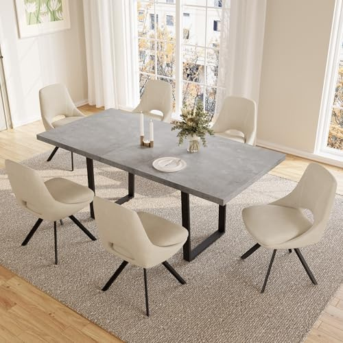 JIEXI Esstisch Mit 4-8 Stühlen Set, Esszimmertisch Ausziehbar, Tisch Esszimmer, Essgruppe Mit 4-8 Stühle, MDF-Platten Holztisch Geeignet Für Wohnzimmer, Küche