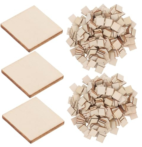 SAFIGLE 500 Stück Blanko Holzquadrate Unbehandelte Holzplättchen zum Basteln DIY Holzscheiben für Malerei Gravur und Brandmalerei Umweltfreundliche Naturholzstücke für Kunsthandwerk
