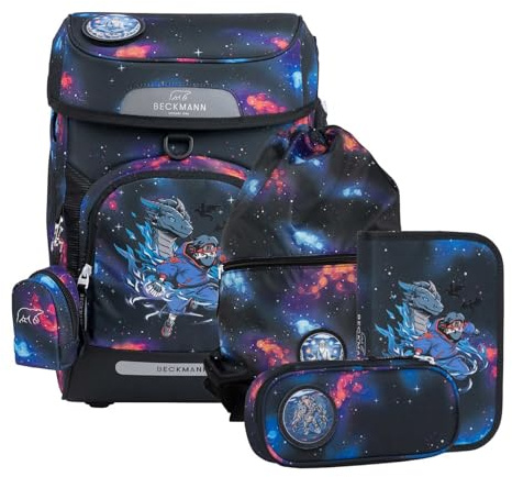 Beckmann Schulranzen Plus Air Schoolbag 7 teilig Ninja Elements schwarz