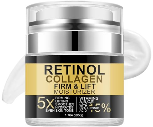 Crème visage au rétinol - Crème anti-âge avec sérum collagène et rétinol - Crème anti-rides pour homme et femme - Crème de jour et de nuit pour peaux sèches et raffermit le cou (50 ml)