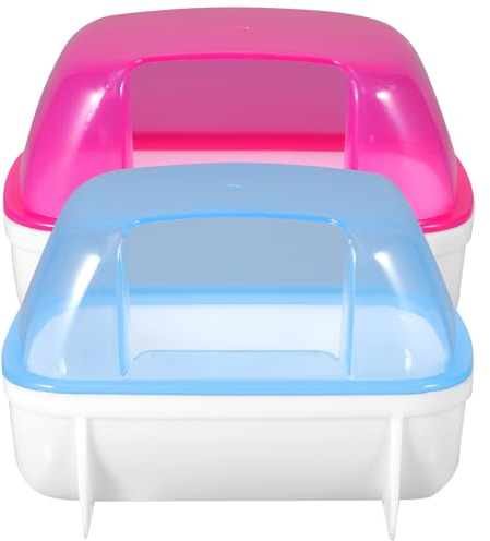 Abaodam Maison de Bain de Sable pour Hamster et Chinchilla 2 Pièces Grand Format 125 X 9 X 9 CM Plastique Semi-Transparent Bleu et Rouge Bain de Sable pour Petits Animaux Accessoire