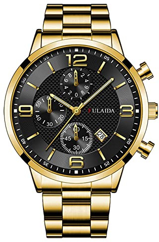 Générique Montre-Bracelet analogique à Quartz avec boîtier en Acier Inoxydable pour Hommes Montre Diapason (D, One Size)