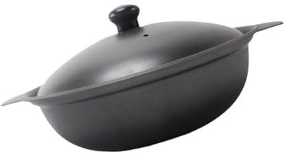 MALUGOGO Cazuela de Barro para Arroz de 24 Cm Tapa de Hierro, Olla Resistente al Calor para Cocina Casera y Guisos, Olla para Pollo Estofado y Arroz Estilo Barro, Utensilio para Cocinar