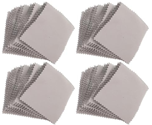 Chiffon de Polissage Bijoux en Argenté 8x8 Cm 50 Pièces | Suède Douce, Nettoyage Délicat et Portable, Enlève le Ternissement, pour Colliers et Montres