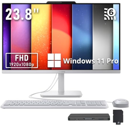 Lenovo A100 23.8 FHD Business All-in-One Desktop, Intel Processor N100, 32GB DDR4 RAM, 3TB Storage(2TB SSD+1TB Docking Station Set), Keyboard & Mouse, 720p HD Camera, WiFi 6, Win 11 Pro, White
