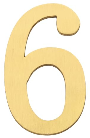 sourcing map House Numbers for Outside,2.8 Solid Brass Mailbox Number 6 | Self Adhesive House Numbers,Metal Address Numbers,for Door,Apartment,Office ,Brushed Finish,Easy to Stick