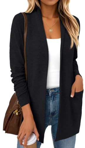 LILLUSORY Long Cardigans for Women UK Lightweight Sweaters Black S