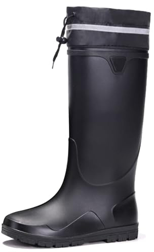 Botas de Lluvia Reflectantes de caña Alta para Viajes, construcción y Senderismo, Botas de Lluvia Antideslizantes, Calzado acuático y Botas de Goma, Impermeables y seguras para Hombre