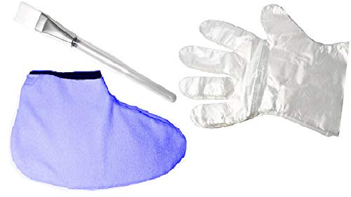 KM-Nails Kit d'accessoires pour salle de bain de paraffine avec pinceau, 100 gants en plastique et chaussons
