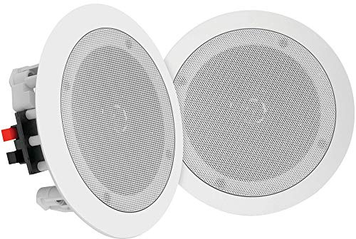 Pyle Système de Haut Parleur Plafond Bluetooth 20 cm-250 Watt - Enceinte Plafond/Murale -Système Stéréo 2 Voies - Blanc- Enceinte Bluetooth