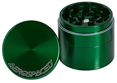 Higher Standards x Aerospaced 4 Piece Metal Herb Grinder With a Pollen Catcher 2 50mm (Green)