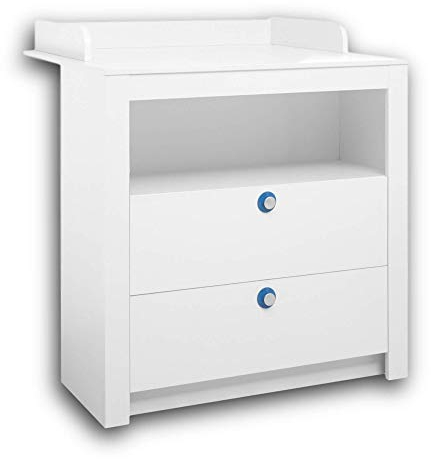Stella Trading PAULA Praktische Baby Wickelkommode inkl. Aufsatz - Vielseitiger Wickeltisch mit viel Stauraum in Weiß - 96 x 95 x 78 cm (B/H/T)