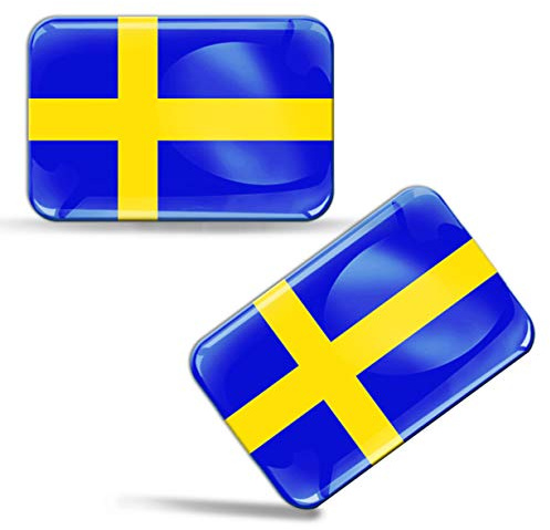 2 x 3D kupolformade silikonklistermärken dekaler Sverige nationell svensk flagga bil motorcykelhjälm F 47