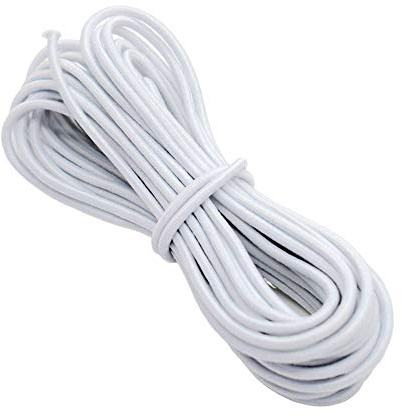 Cordón elástico, Redondo, para artesanía, cordón de bisutería, máscaras, Sombreros de Fiesta, Blanco, 2mm - 10 metres