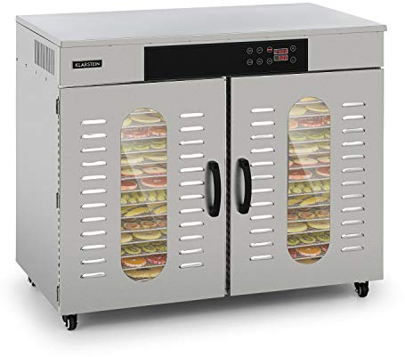 Klarstein Master Jerky 500 Pro Dörrautomat Profi/Gastro,Mit 32 Etagen,3000 W,Kapazität: 4,86 m²,Thermostat: 30-90 °C,Gehäuse aus rostfreiem Edelstahl,Edelstahl Gehäuse