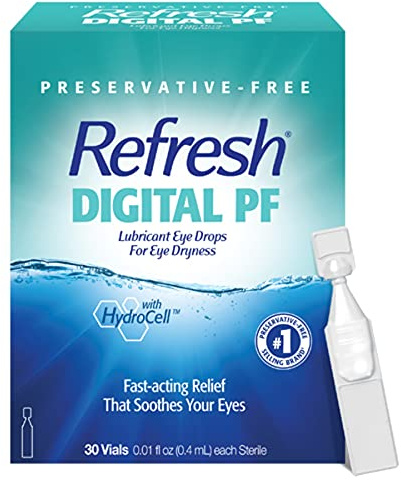 Refresh Digital PF Lubricant Eye Drops For Dry Eyes, Preservative-Free, 0.01 Fl Oz Single-Use Containers, 30 Count