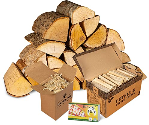 Logpile - Fire Pit 20kg Starter Kit | Kiln Dried logs for Outdoor Fire pits, Wood Burners, Stoves & Fireplace | Kiln Dried Kindling, Natural Firelighters and Matches | Sustainably Sourced Firewood