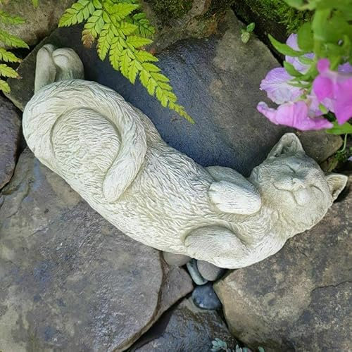 Statua di gatto in posa | Decorazione ornamentale da giardino in calcestruzzo con pietra ricostituita